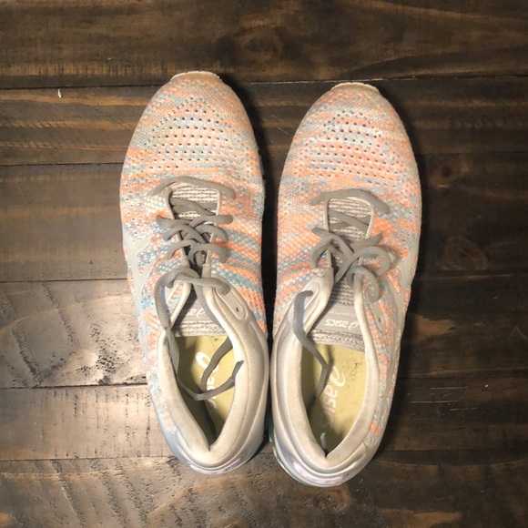 ASICS GEL QUANTUM 360 glacier grey/ orange pop/ Aruba blue womens 10 - Picture 3 of 5